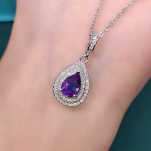 The Empress’ Purple Tear Drop pendant in 925 silver